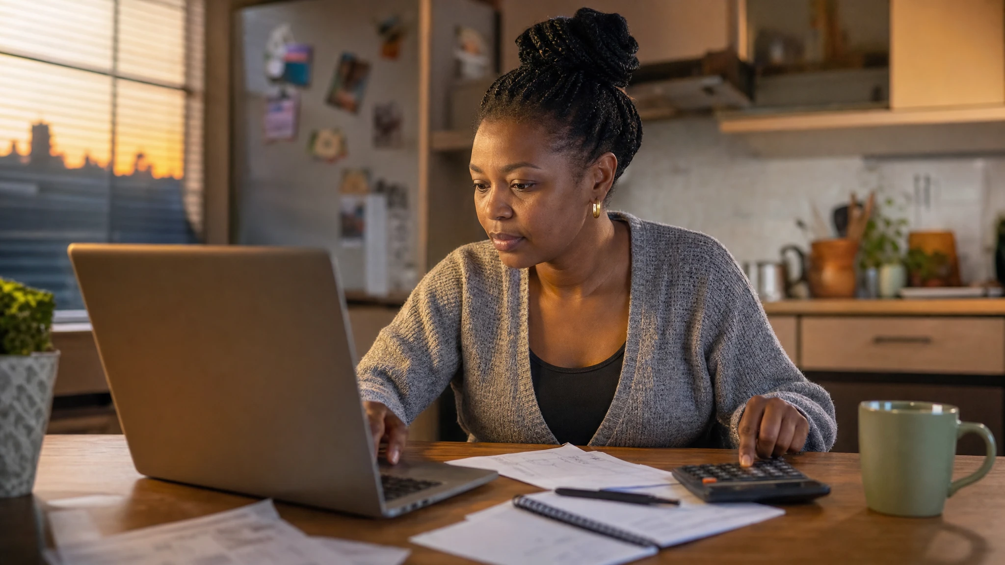 GLP-1 weight loss cost South Africa: woman budgeting with laptop and calculator